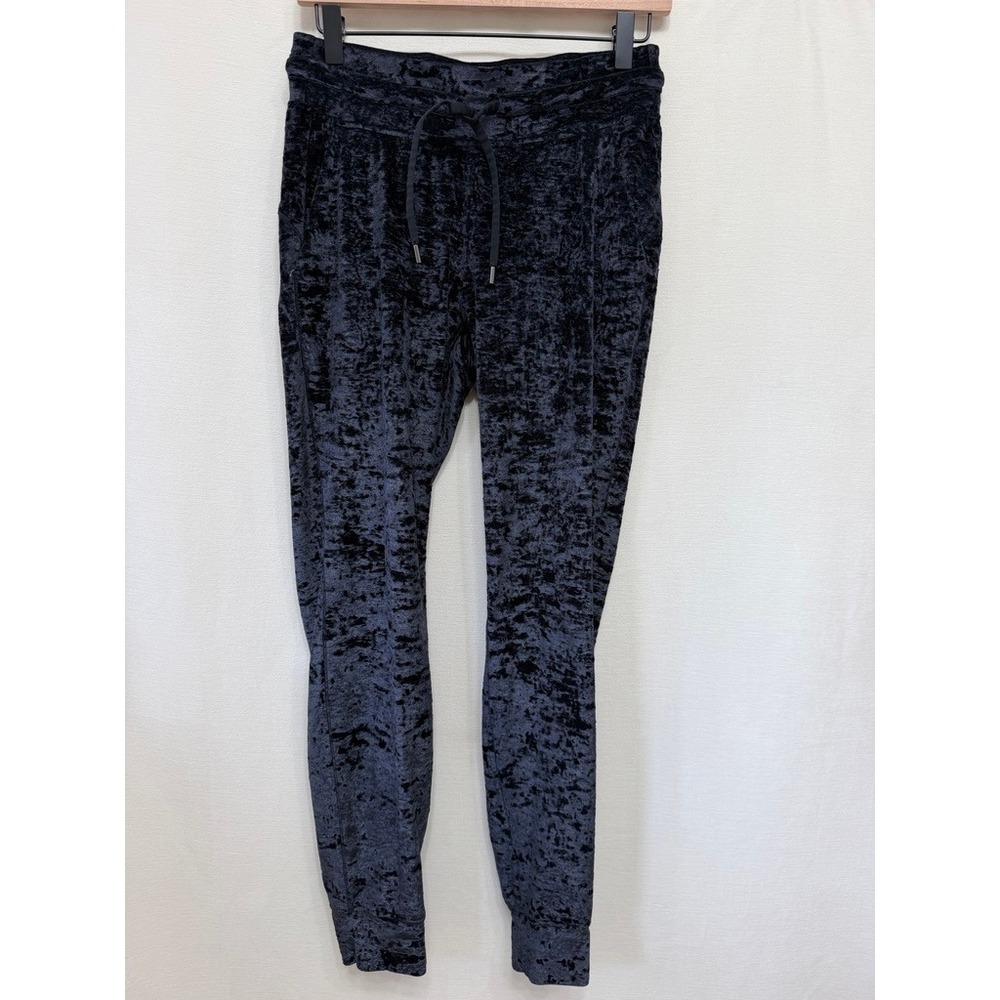 Lululemon Crushed Velvet Joggers Black Lounge Pants Athleisure Size 6